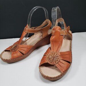 Pikolinos Margarita Wedge Leather Sandals Size 7/40